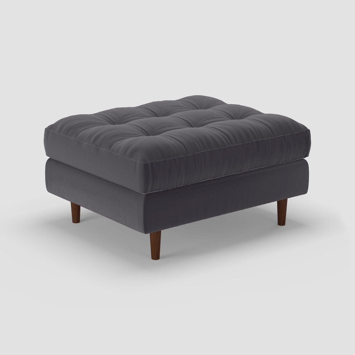 Dalton Small Ottoman Grey Velvet - Flown the Coop